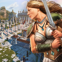 Woman holding a sword with ruins in the background