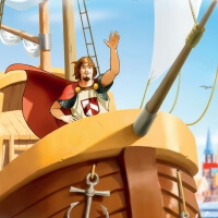 A man on a ship waving