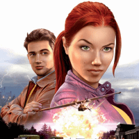Image of two characters standing next to each other above an explosion from geheimakte
