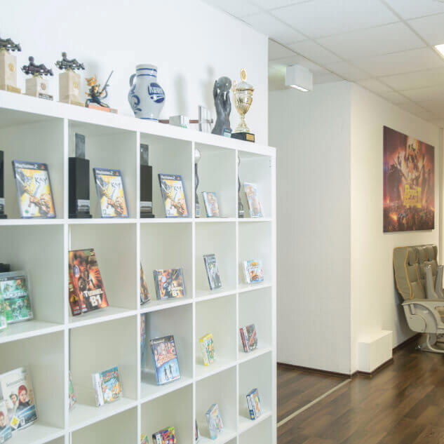  Shelf with various Keen books and game merchandise