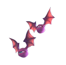 Two bats flying from right to left